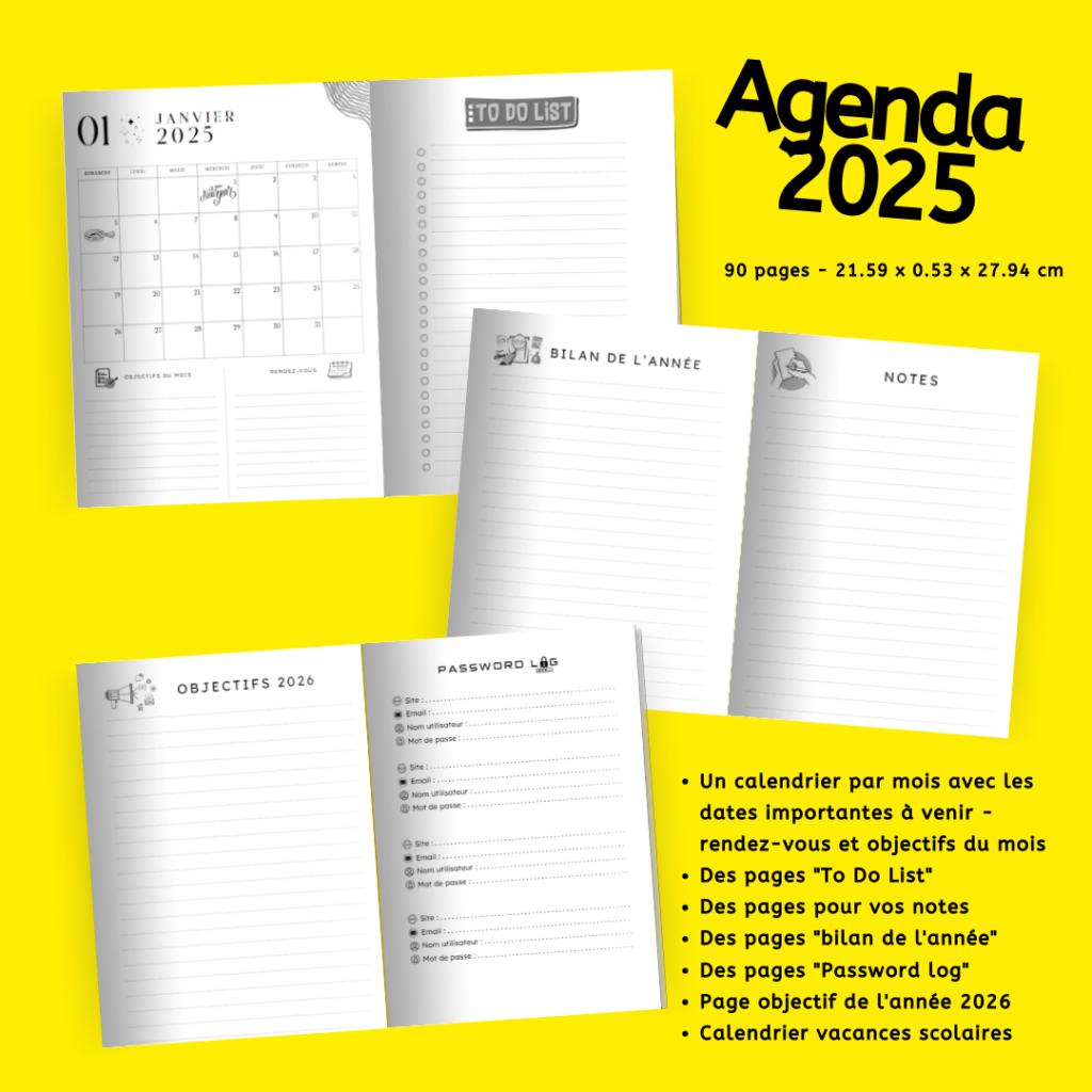 Agenda 2025 : votre allié pour une année exceptionnelle par adeline courtois graphiste à lille