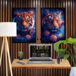 2 Affiches de tigre ambiance florale | Décoration murale à imprimer, graphiste Tourcoing