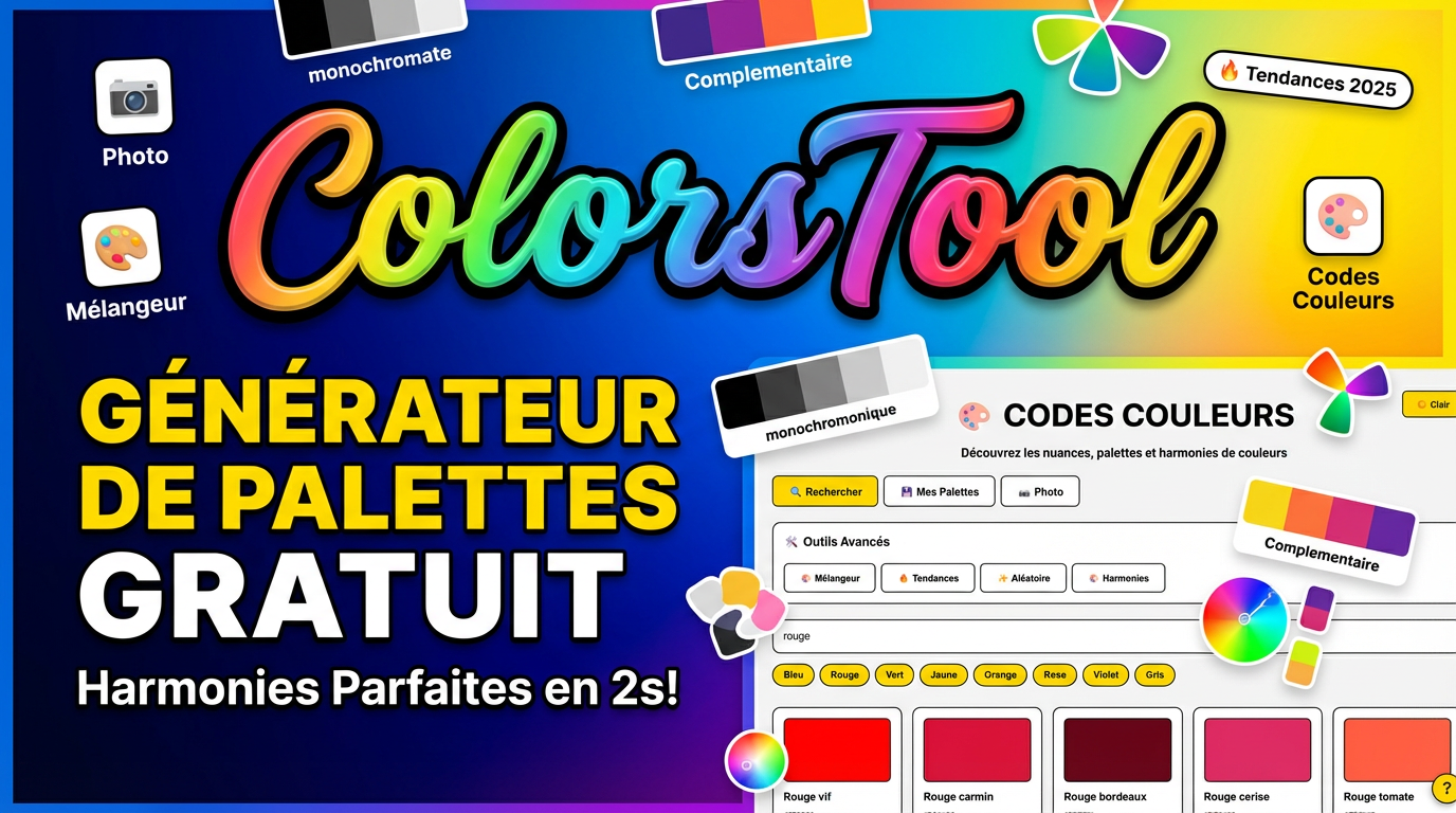 générateur de palettes de couleurs GRATUIT pour créer des harmonies parfaites en quelques secondes