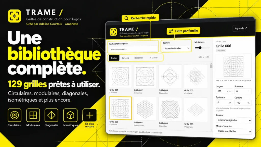 Présentation des raisons de la création de TRAME, extension Illustrator destinée à simplifier l'utilisation des grilles de construction pour logos